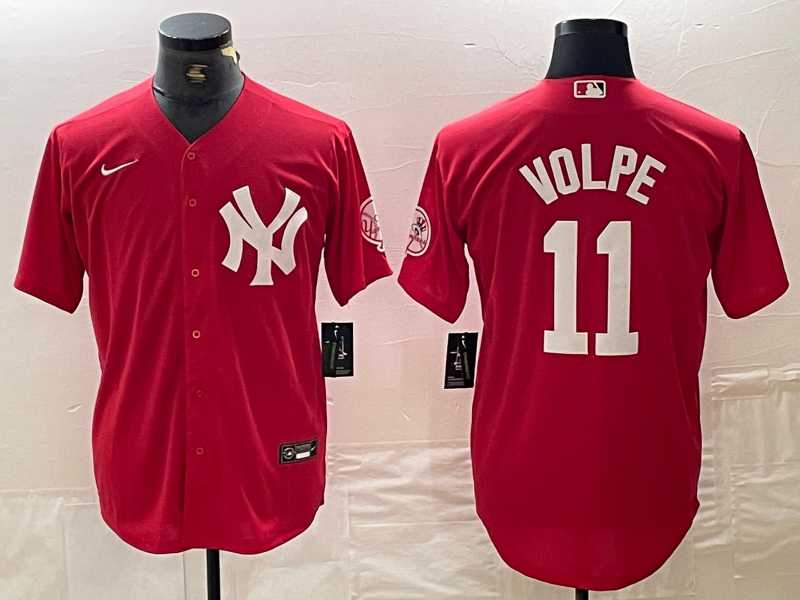 Men's New York Yankees #11 Anthony Volpe Red Fashion Cool Base Jersey,We sell and wholesale Men's New York Yankees #11 Anthony Volpe Red Fashion Cool Base Jersey on line form chian!